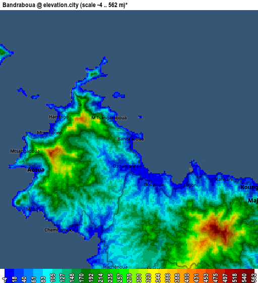 Zoom OUT 2x Bandraboua, Mayotte elevation map