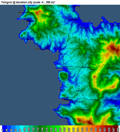 Zoom OUT 2x Tsingoni, Mayotte elevation map