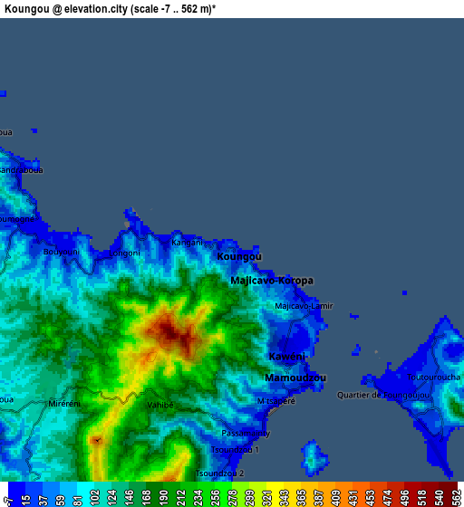 Zoom OUT 2x Koungou, Mayotte elevation map
