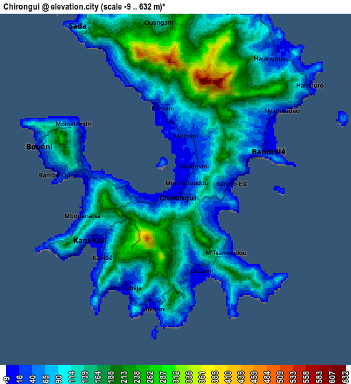 Zoom OUT 2x Chirongui, Mayotte elevation map