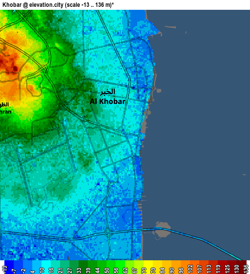 Zoom OUT 2x Khobar, Saudi Arabia elevation map