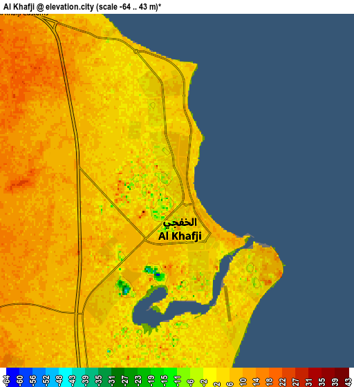 Zoom OUT 2x Al Khafjī, Saudi Arabia elevation map