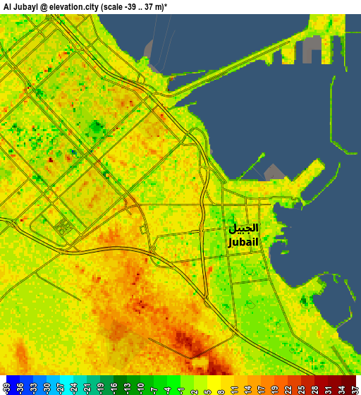 Zoom OUT 2x Al Jubayl, Saudi Arabia elevation map