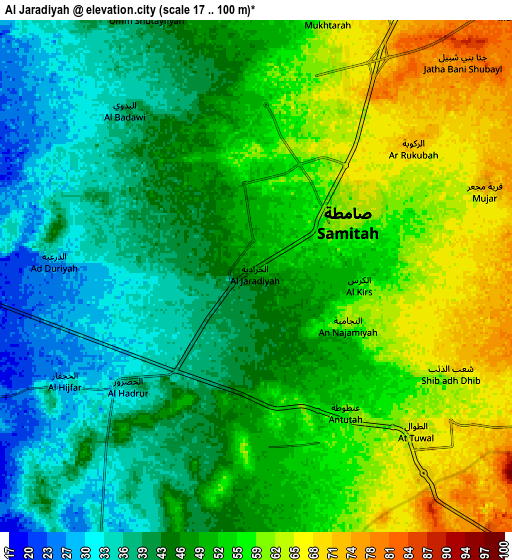 Zoom OUT 2x Al Jarādīyah, Saudi Arabia elevation map