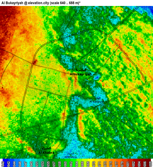 Zoom OUT 2x Al Bukayrīyah, Saudi Arabia elevation map