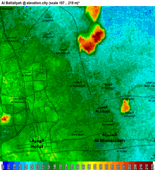 Zoom OUT 2x Al Baţţālīyah, Saudi Arabia elevation map