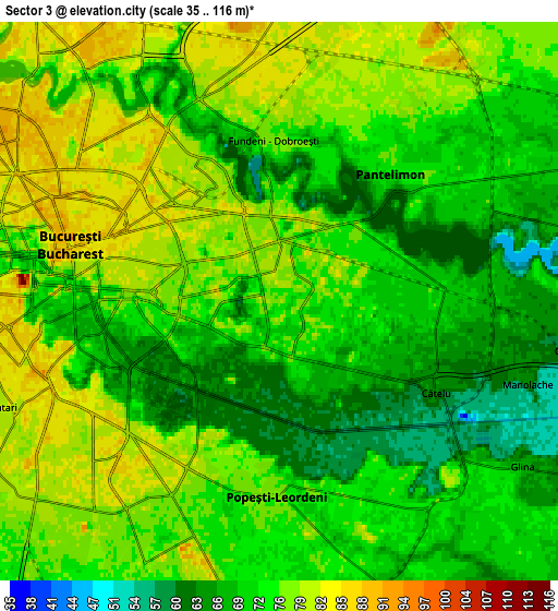 Zoom OUT 2x Sector 3, Romania elevation map