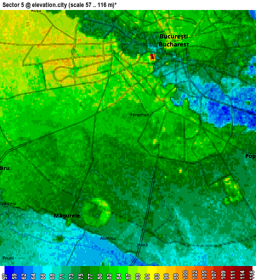 Zoom OUT 2x Sector 5, Romania elevation map