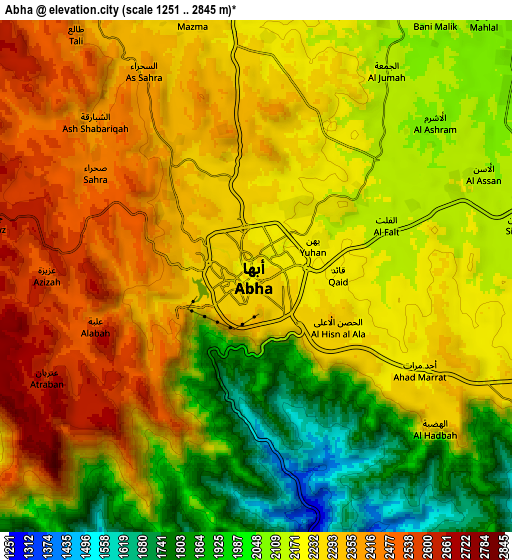 Zoom OUT 2x Abha, Saudi Arabia elevation map