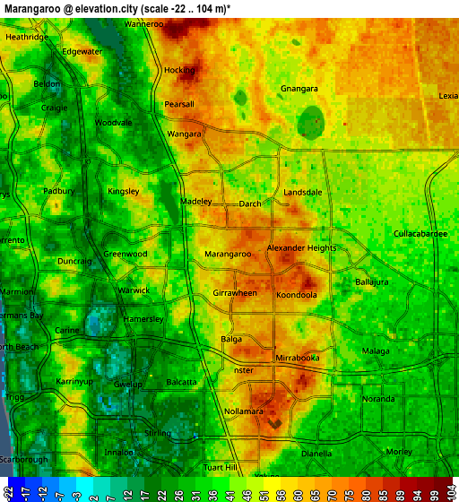 Zoom OUT 2x Marangaroo, Australia elevation map