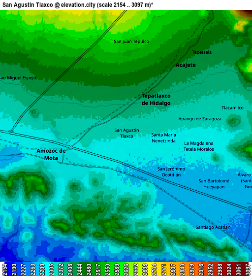 Zoom OUT 2x San Agustín Tlaxco, Mexico elevation map