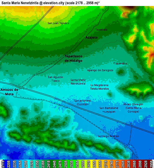 Zoom OUT 2x Santa María Nenetzintla, Mexico elevation map