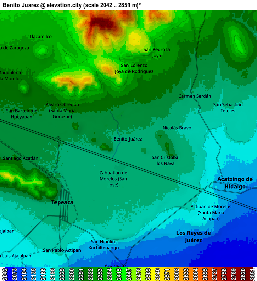 Zoom OUT 2x Benito Juárez, Mexico elevation map