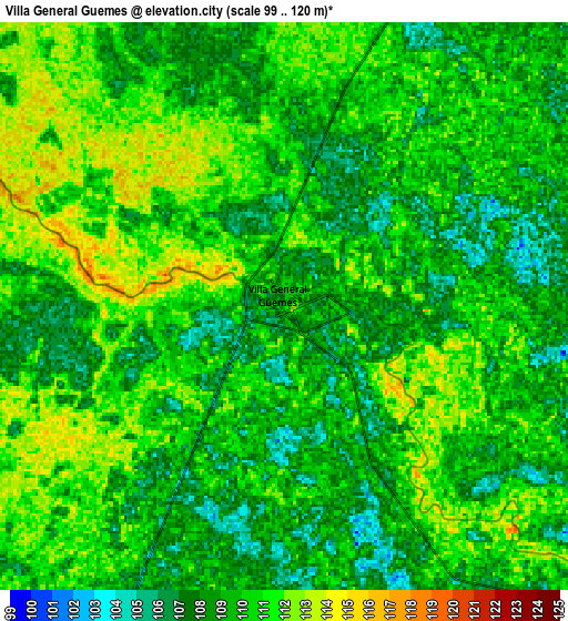 Zoom OUT 2x Villa General Guemes, Argentina elevation map