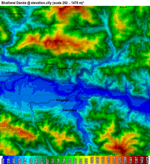 Zoom OUT 2x Bhattarai Danda, Nepal elevation map