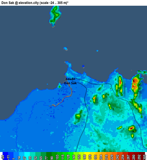 Zoom OUT 2x Don Sak, Thailand elevation map