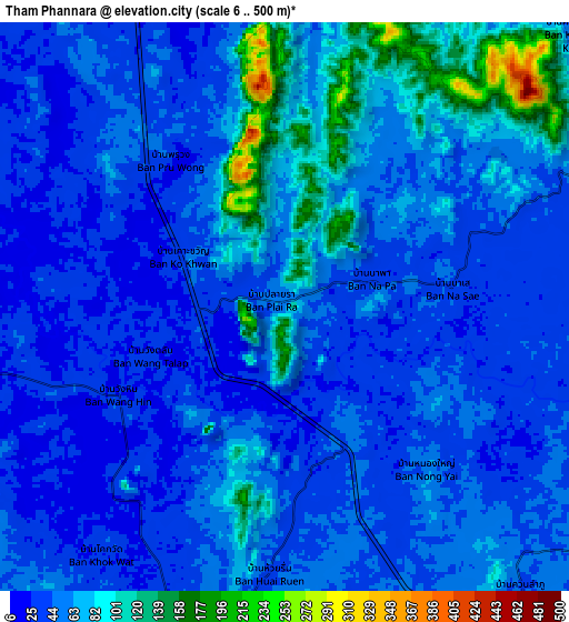 Zoom OUT 2x Tham Phannara, Thailand elevation map