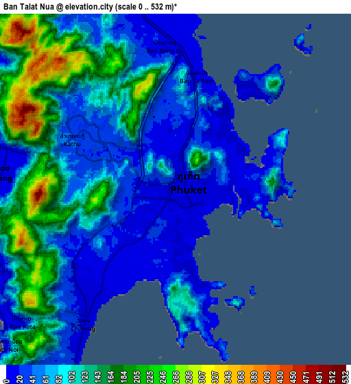 Zoom OUT 2x Ban Talat Nua, Thailand elevation map