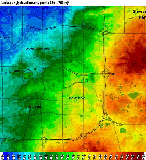 Zoom OUT 2x Larkspur, Canada elevation map