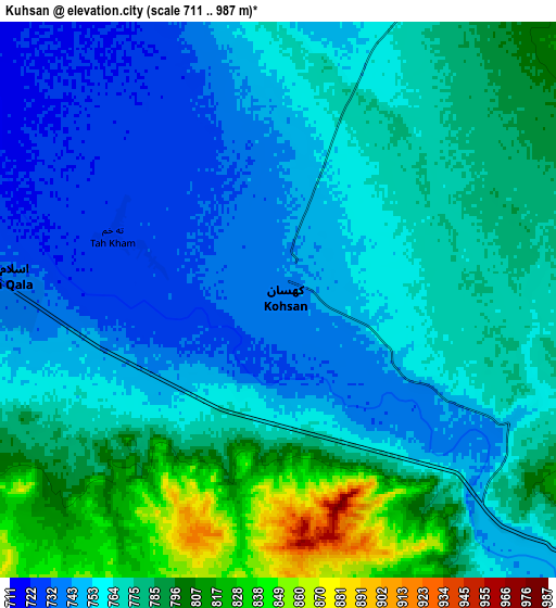 Zoom OUT 2x Kuhsān, Afghanistan elevation map
