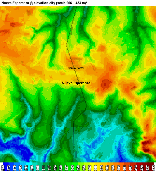 Zoom OUT 2x Nueva Esperanza, Paraguay elevation map