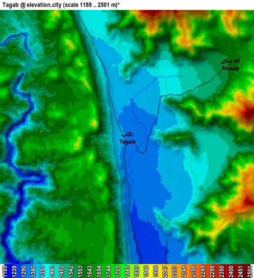 Zoom OUT 2x Tagāb, Afghanistan elevation map