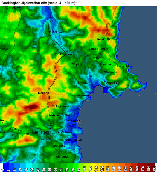 Zoom OUT 2x Cockington, United Kingdom elevation map