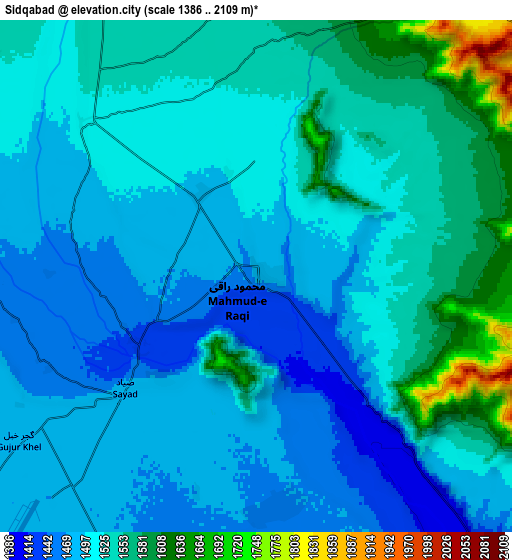 Zoom OUT 2x Sidqābād, Afghanistan elevation map