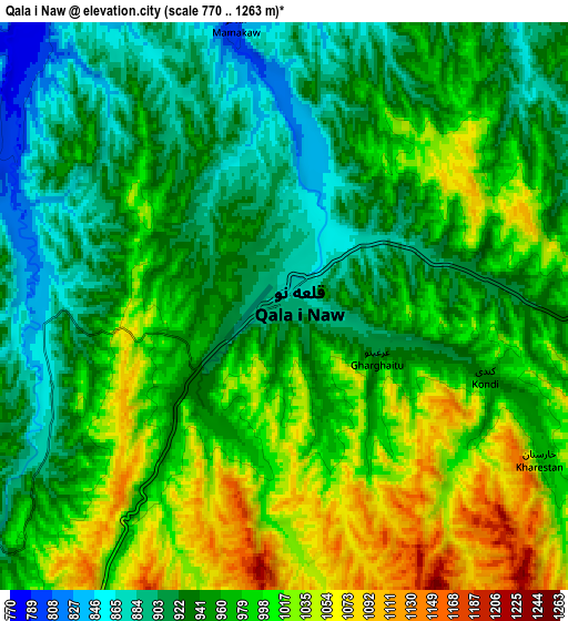 Zoom OUT 2x Qala i Naw, Afghanistan elevation map