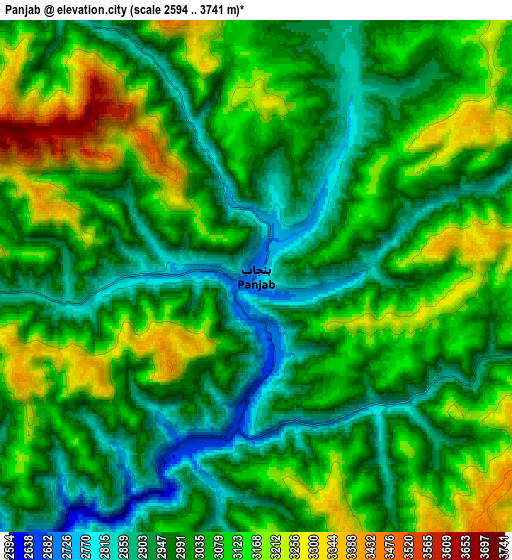 Zoom OUT 2x Panjāb, Afghanistan elevation map