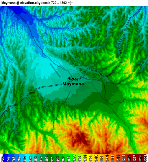 Zoom OUT 2x Maymana, Afghanistan elevation map