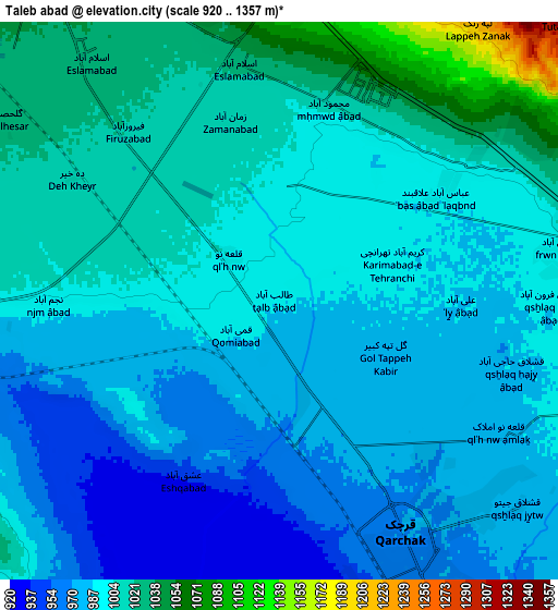 Zoom OUT 2x Ţāleb ābād, Iran elevation map
