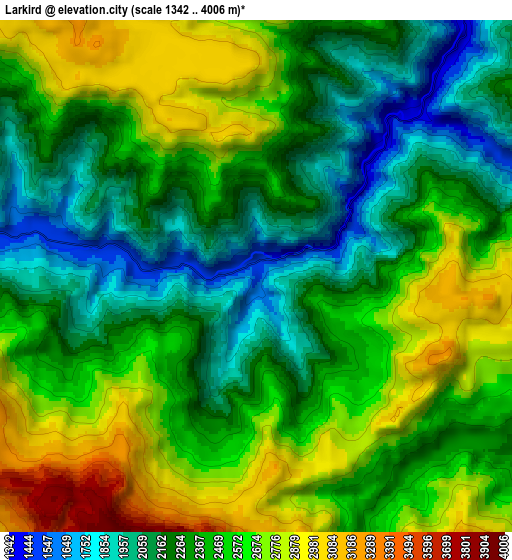 Zoom OUT 2x Larkird, Afghanistan elevation map