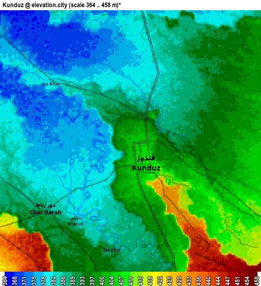 Zoom OUT 2x Kunduz, Afghanistan elevation map