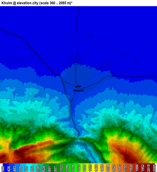 Zoom OUT 2x Khulm, Afghanistan elevation map