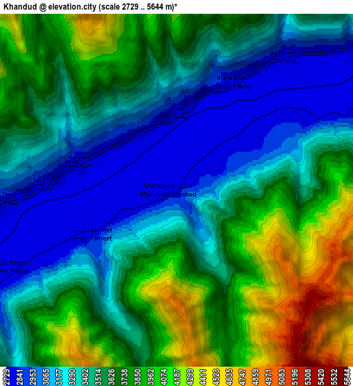 Zoom OUT 2x Khandūd, Afghanistan elevation map