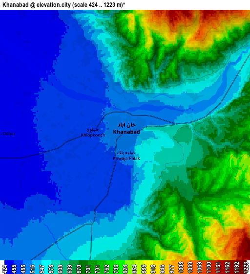 Zoom OUT 2x Khanabad, Afghanistan elevation map