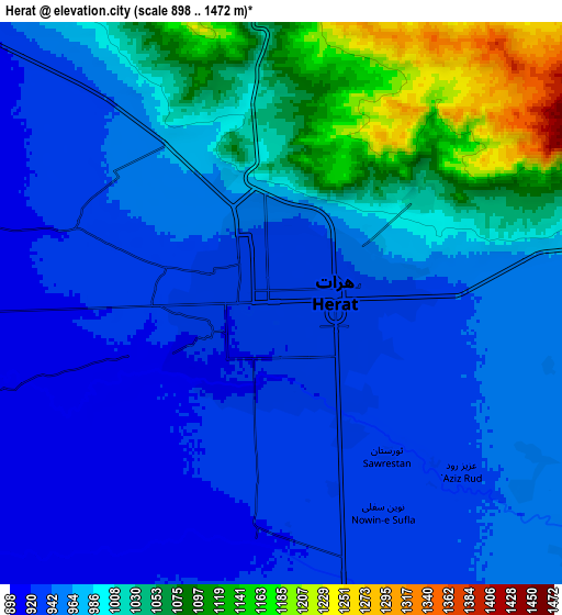 Zoom OUT 2x Herāt, Afghanistan elevation map