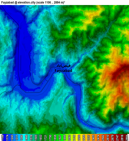 Zoom OUT 2x Fayzabad, Afghanistan elevation map