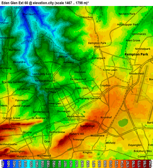 Zoom OUT 2x Eden Glen Ext 60, South Africa elevation map