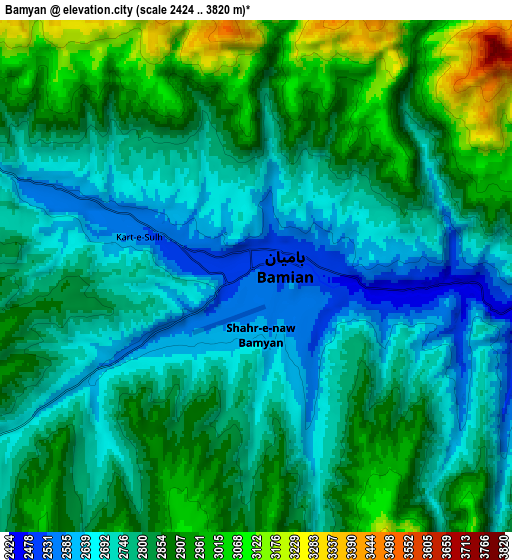 Zoom OUT 2x Bāmyān, Afghanistan elevation map