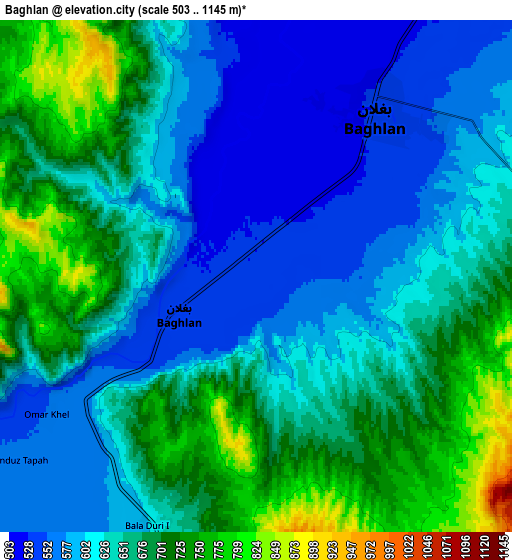 Zoom OUT 2x Baghlān, Afghanistan elevation map