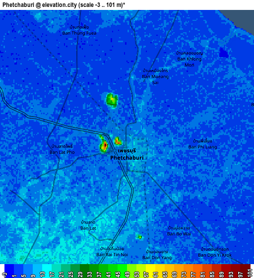 Zoom OUT 2x Phetchaburi, Thailand elevation map