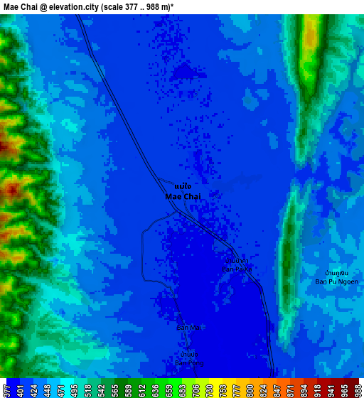 Zoom OUT 2x Mae Chai, Thailand elevation map