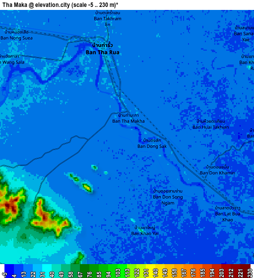 Zoom OUT 2x Tha Maka, Thailand elevation map