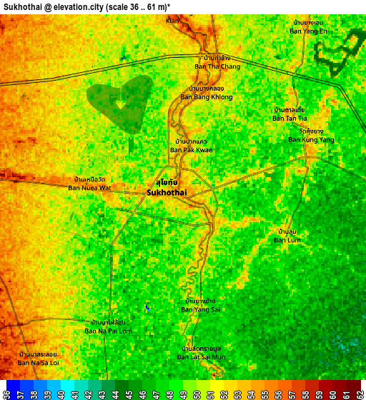 Zoom OUT 2x Sukhothai, Thailand elevation map