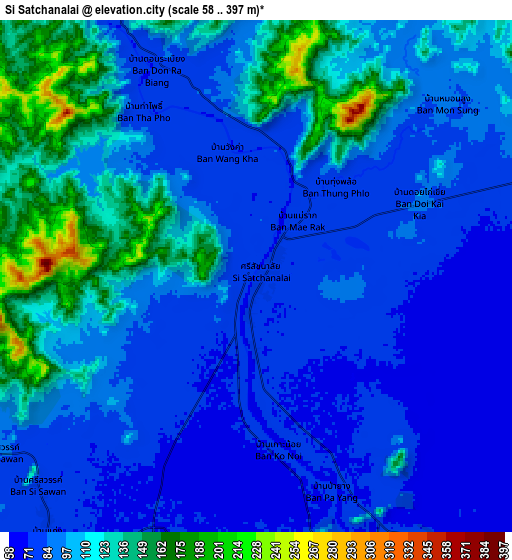 Zoom OUT 2x Si Satchanalai, Thailand elevation map