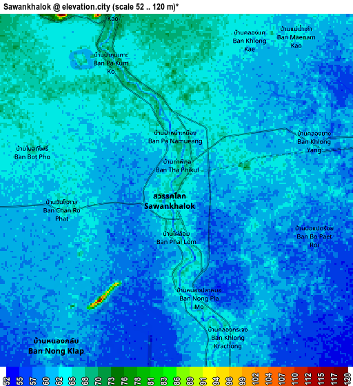 Zoom OUT 2x Sawankhalok, Thailand elevation map