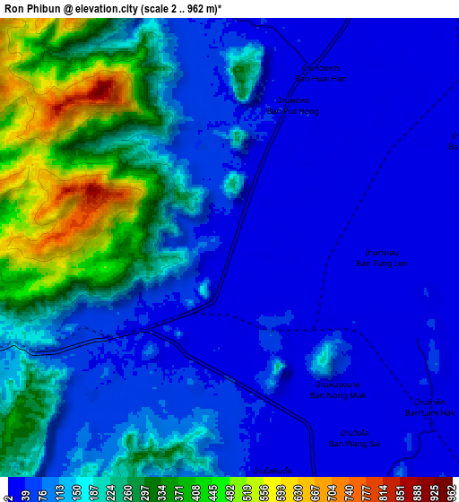 Zoom OUT 2x Ron Phibun, Thailand elevation map