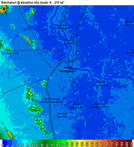 Zoom OUT 2x Ratchaburi, Thailand elevation map